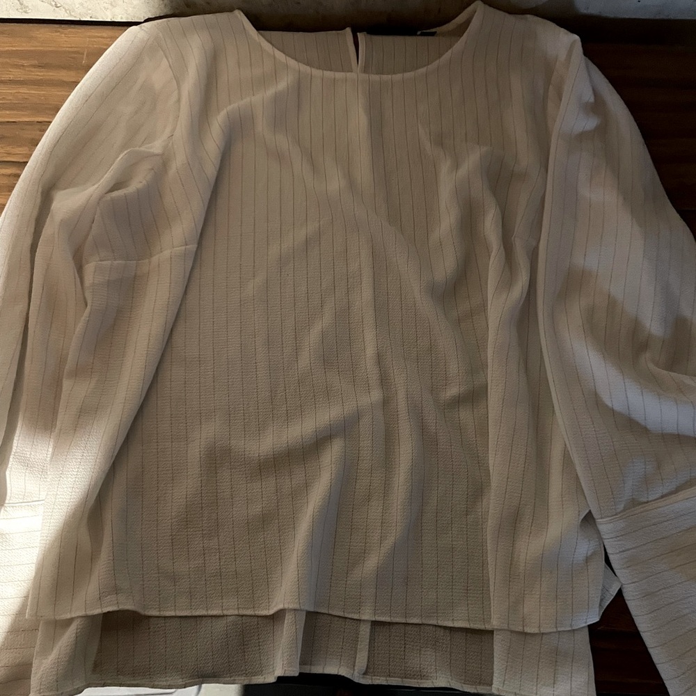 NWT apt 9 Gold Pinstripe White Blouse Size XXL